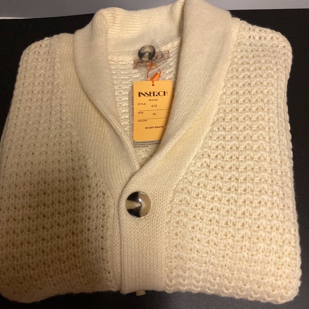 NEW  INSERCH LIMITED EDITION--XLARGE SHAWL COLLAR MENS   SWEATER